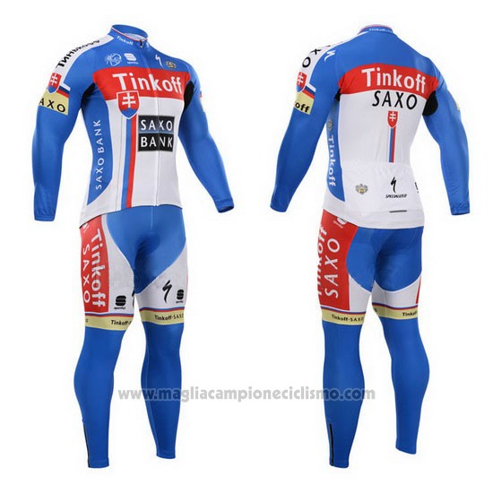 2015 Abbigliamento Ciclismo Tinkoff Saxo Bank Campione Slovacchia Manica Lunga e Salopette